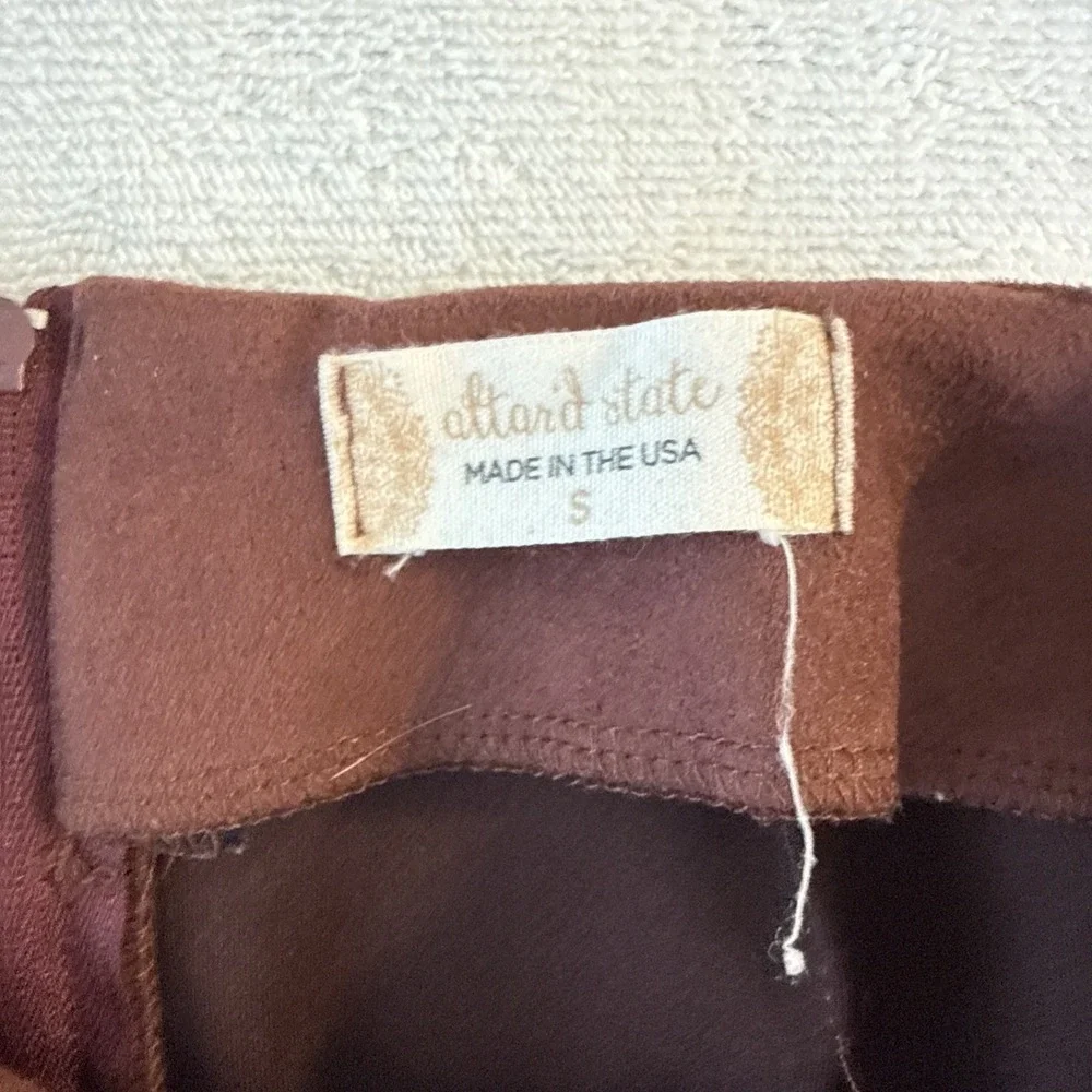 Altar'd State Brown Faux Suede Mini Skirt S A-Line Western Coastal Cowgirl